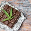 Marijuana leaf with chocolate pieces
