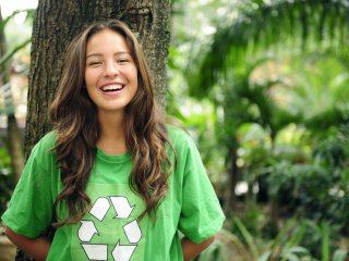 Woman in Recycle T-shirt